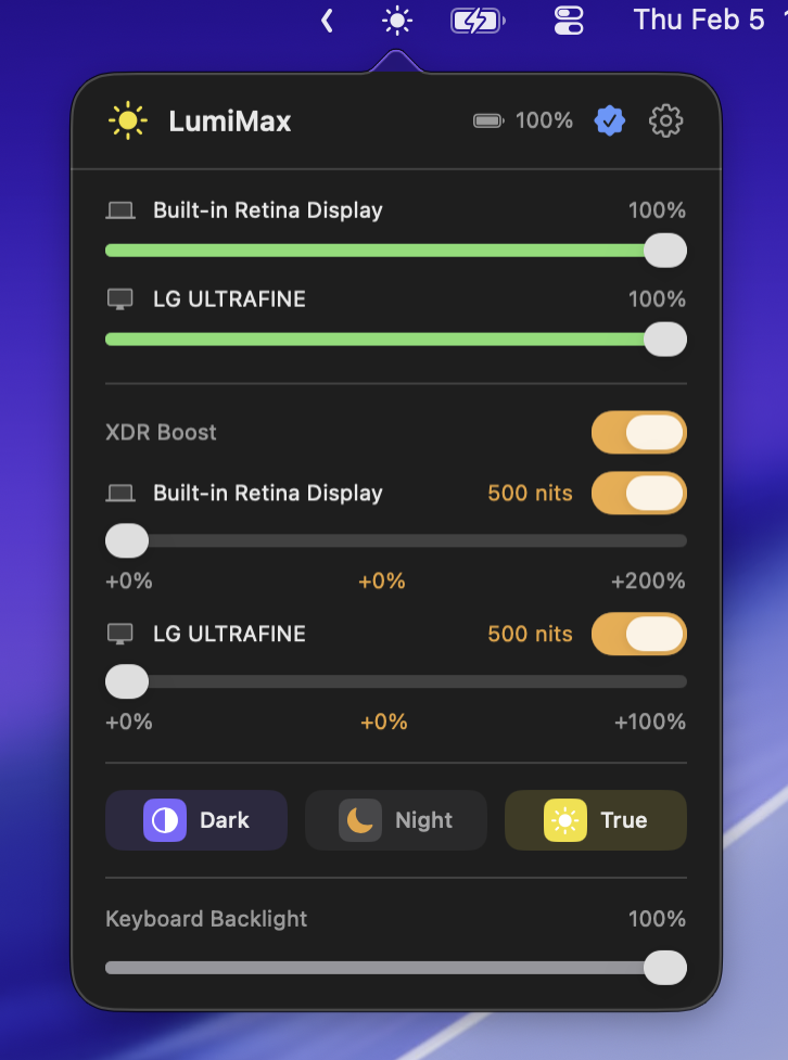 LumiMax Dark Mode